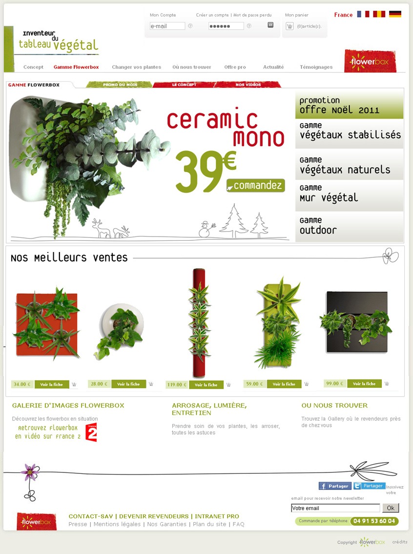 E-commerce Tableaux végétal